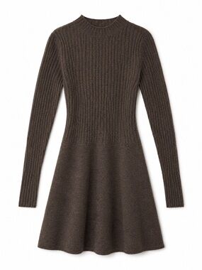 Aqua 100% Cashmere Ribbed Knit Mini Sweater Dress